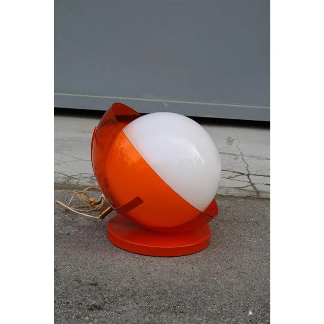 Pop Art Orange White Ball Table Lamp from Guzzini, 1960s For Sale - Image 10 of 10