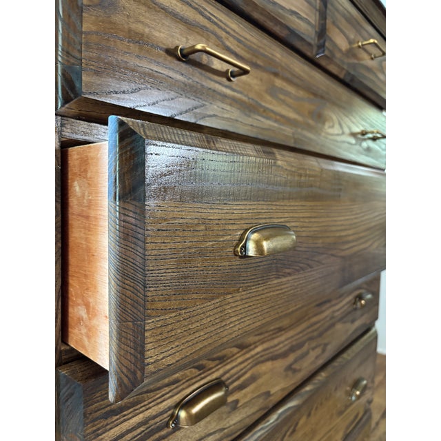 Crawford Furniture Mfg Vintage Crawford Furniture Solid Oak Dresser & Night Stand, Walnut For Sale - Image 4 of 8