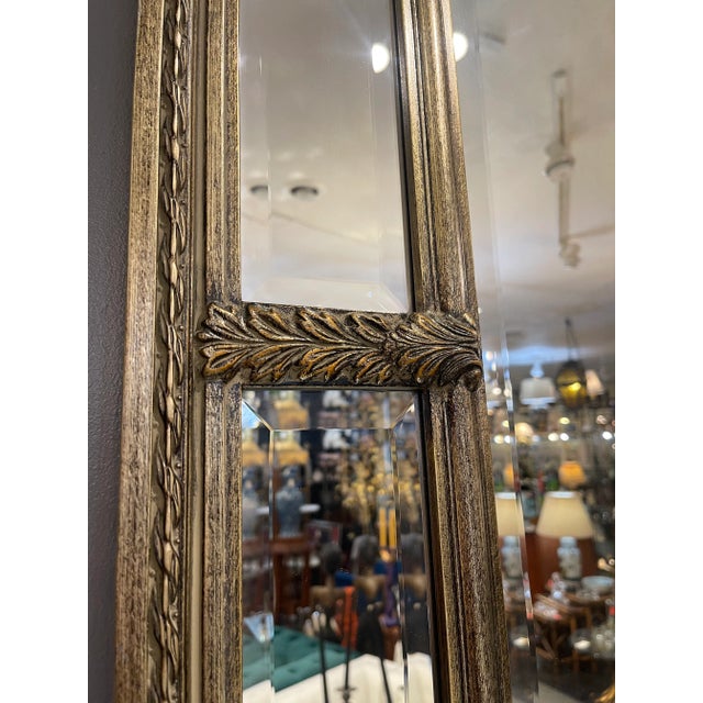 Uttermost 1980s Uttermost Brushed Metal Neoclassical Monumental Mirror For Sale - Image 4 of 8