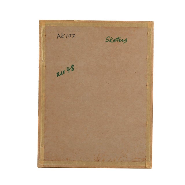 Late 20th Century Framed J. Akston "Skaters" Acrylic on Paper For Sale - Image 5 of 11