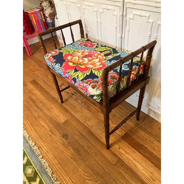 Chinoiserie 1960s Baker Faux Bamboo Bench For Sale - Image 3 of 10