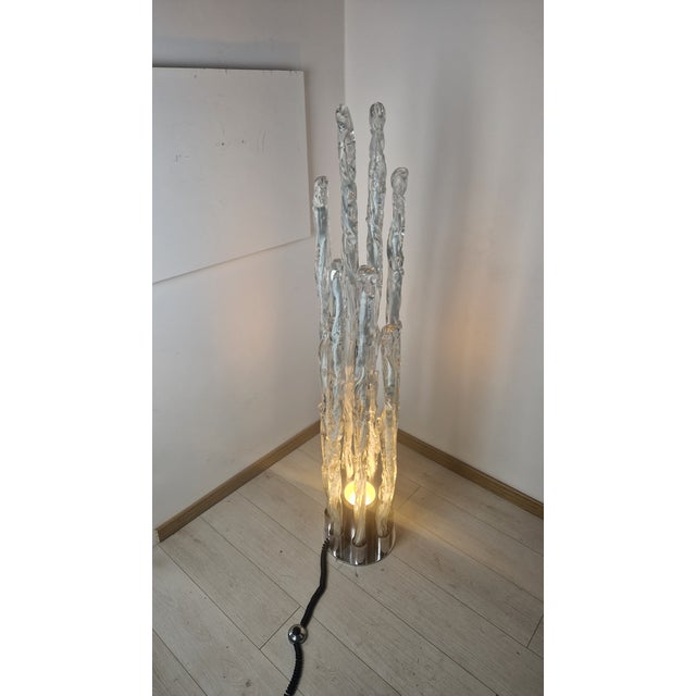 Floor Lamp Model E7T Excalibur in Transparent Glass and Stalactite Bedside Lamp by Ettore Fantasia for Sothis Murano, 1970s For Sale - Image 10 of 17