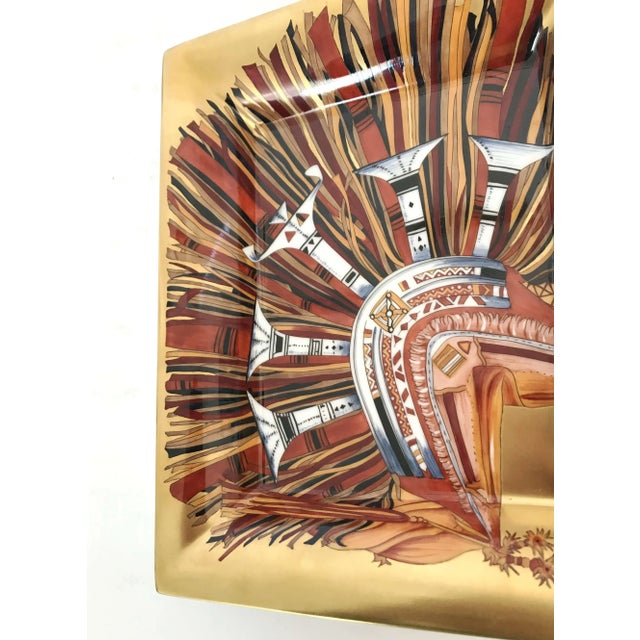 Metal Early 21st Century Hermes Cuir du Desert Porcelain Catchall Dish For Sale - Image 7 of 11