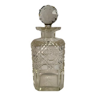 Antique, English Hobnail and Diamond-Cut Crystal Decanter For Sale