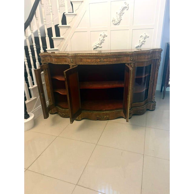 Brown Antique Serpentine Marquetry 4-Door Credenza, 1860s For Sale - Image 8 of 18