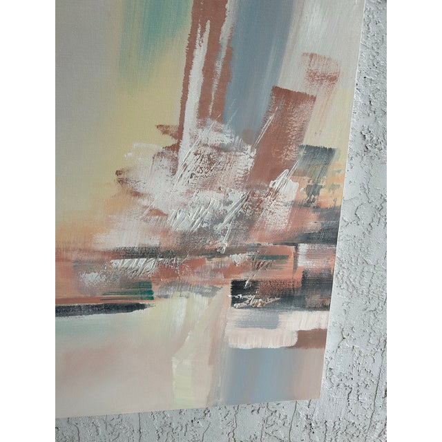 Camel 1990s Pair of Canvas Abstracts by Lee Reynolds For Sale - Image 8 of 12