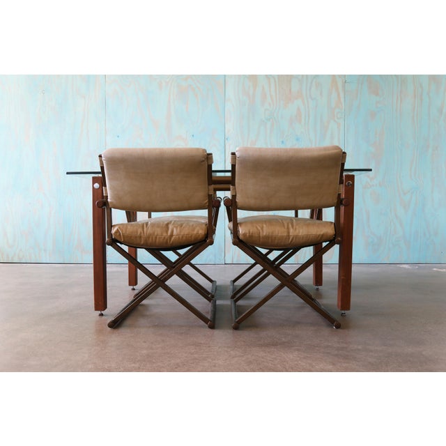 Cleo Baldon Vintage Dining Set After Cleo Baldon or Cal Style Table With Brass Director Chairs For Sale - Image 4 of 14