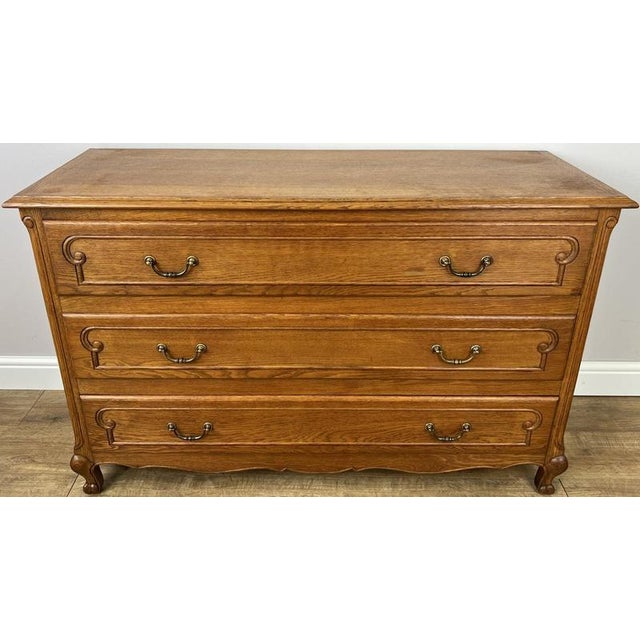Vintage Louis French Oak Chest of Drawers with Three Drawers For Sale - Image 12 of 12