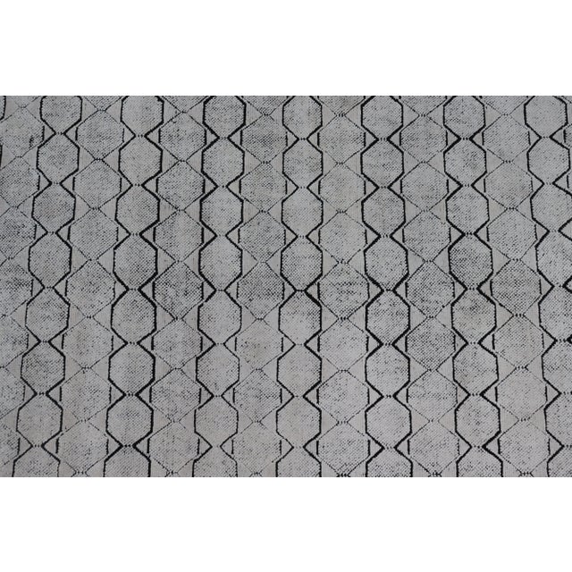 Geometric Area Rug by Keivan Woven Arts, Black and Ivory, Modern 6'1 X 9'2 For Sale In Atlanta - Image 6 of 9