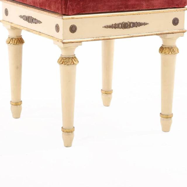 Set of 3 Italian Empire Style Painted and Giltwood Stools, C. 1890. For Sale In Philadelphia - Image 6 of 6