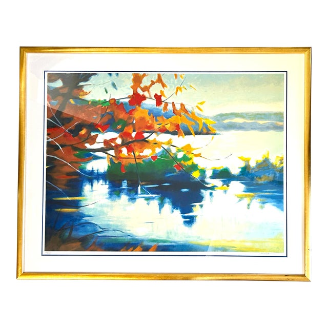1990s Original Signed 48" Tadashi Asoma "Trace of Autumn" Screenprint Ed. 168/175, Framed For Sale