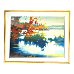 1990s Original Signed 48" Tadashi Asoma "Trace of Autumn" Screenprint Ed. 168/175, Framed