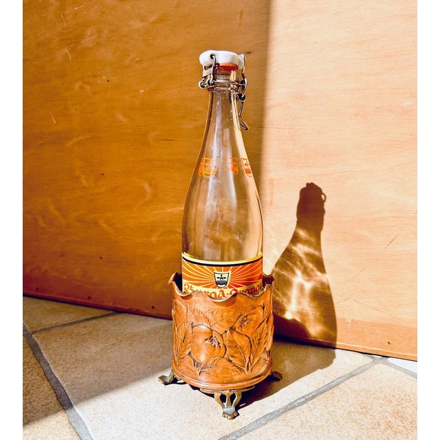 Antique Art Nouveau Sculptural Wine Bottle Holder in Copper & Brass from Carl Deffner, Germany, 1900s For Sale - Image 11 of 13