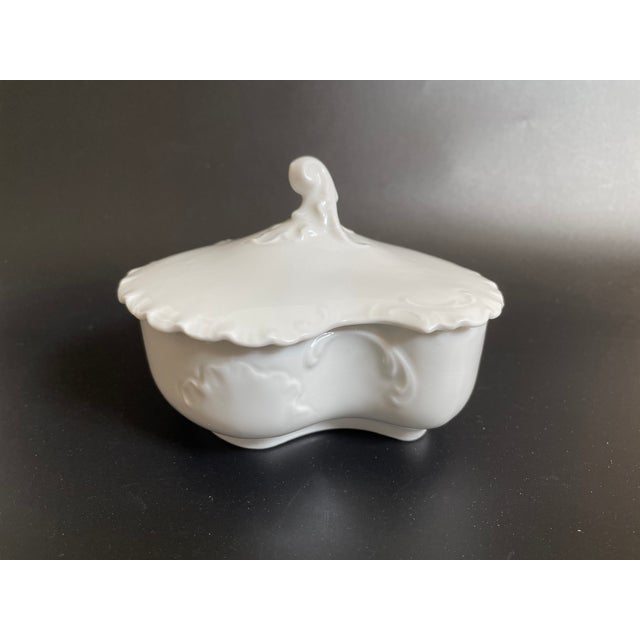19th C. Haviland Marseille All White Covered Tureen, Vegetable Dish and Butter Box For Sale - Image 9 of 12