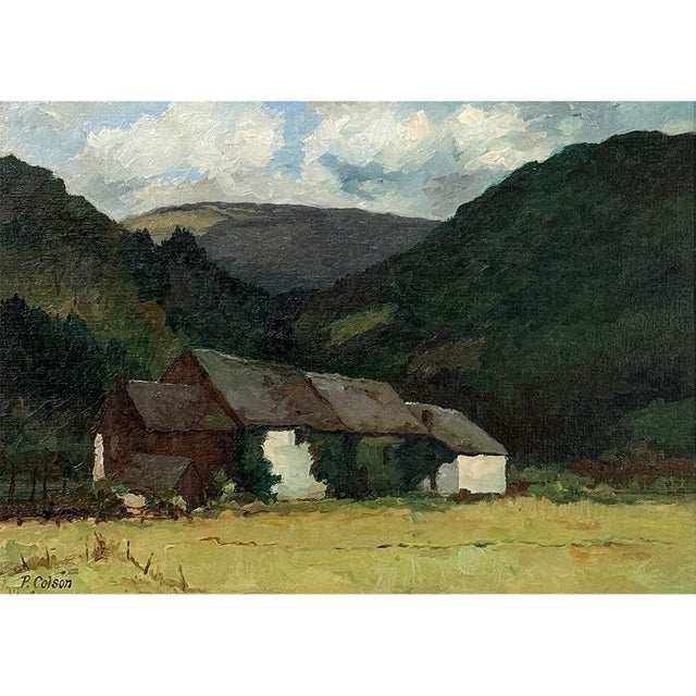 Farmhouse Framed Oil Painting on Canvas by Pierre Colson (1930-?) 'Farmhouse in the Ardennes' For Sale - Image 3 of 16