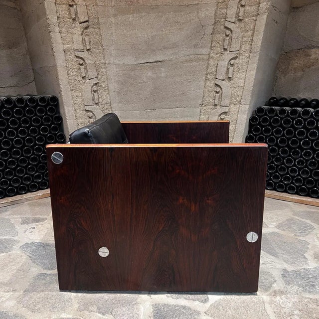 1960s 1960s Modern Rosewood Leather Club Chair Brazilian Style of Sergio Rodrigues For Sale - Image 5 of 12