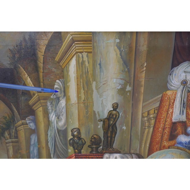 Gold Large Oil Painting on Canvas of Treasure Room Signed For Sale - Image 8 of 13