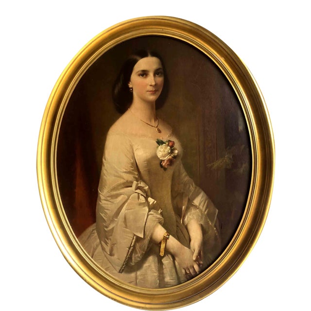 Vintage Framed Portrait Reproduction of Southern Belle by Erich Correns