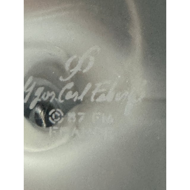Pair of Frosted Crystal Snow Kissing Doves Candlesticks Sign Igor Carl Faberge for the House of Faberge Made in France For Sale - Image 13 of 18