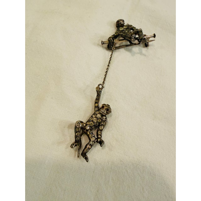 Antique Art Deco Sterling Silver Moving Monkey Brooch by Knoll & Pregizer, 1890s For Sale - Image 6 of 7