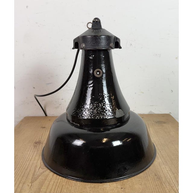Industrial Bauhaus Black Enamel Pendant Lamp, 1930s For Sale - Image 13 of 18
