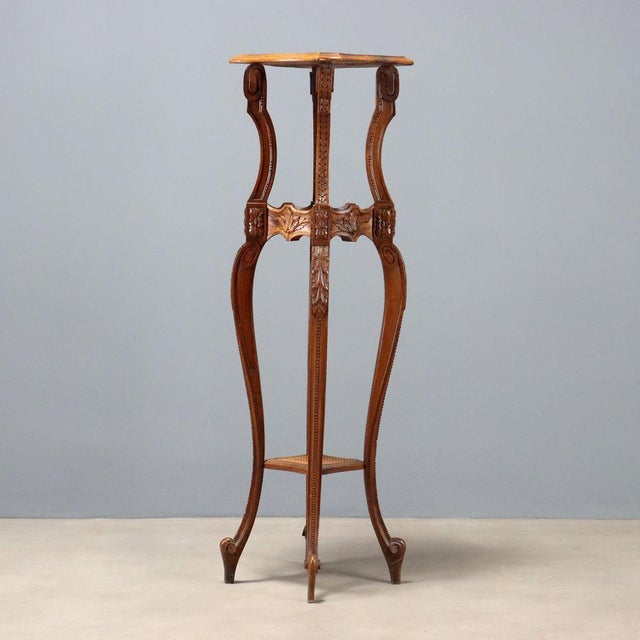 Brown Antique Italian Plant Stand in Carved Walnut, 1800s For Sale - Image 8 of 9