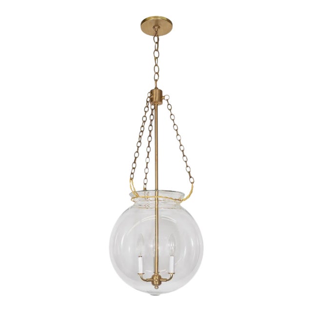 "Fishbowl" Glass and Brass Pendant For Sale