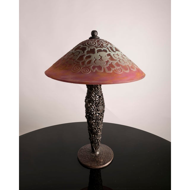 French Art Deco Table Lamp by Edgar Brandt and Daum, 1920s For Sale - Image 9 of 12