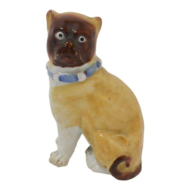 Antique Miniature Pug Porcelain Figurine For Sale
