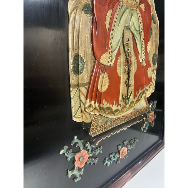 Pair of 1980s Large Chinese Carved Hardstone Emperor & Empress Portraits For Sale - Image 9 of 12
