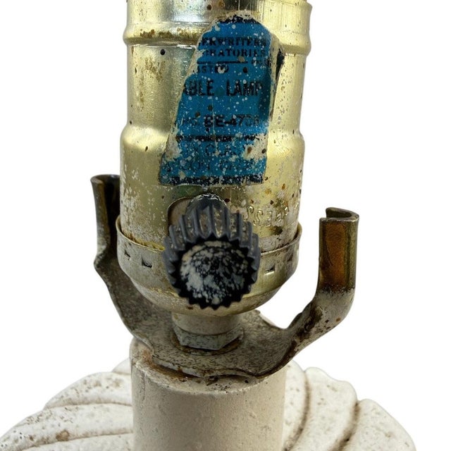 1980s Vintage 80s Beige Plaster Swirl Table Lamp Postmodern For Sale - Image 5 of 8