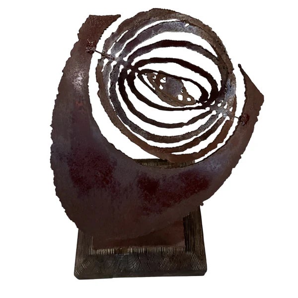 Vintage Abstract Kinetic Metal Sculpture on Wood Base For Sale - Image 4 of 4