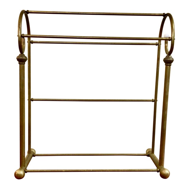 Vintage Brass Quilt Rack Blanket Stand Valet Freestanding Towel Holder