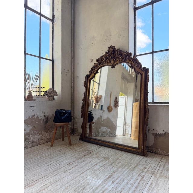 Wood Antique Wooden Fireplace Mirror, 1800 For Sale - Image 7 of 18