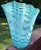 Royal Gallery Turquoise Hand Blown Opalescent Art Glass Handkerchief Vase Poland For Sale In Philadelphia - Image 6 of 10