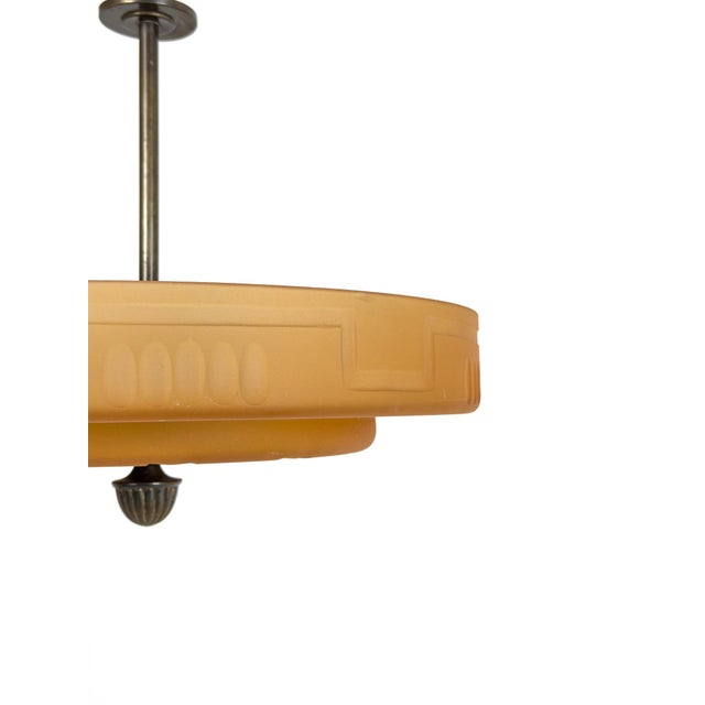 Swedish Grace Ceiling Lamp in Havana Glass by Chr. Bergh & Co., 1930s For Sale - Image 6 of 16