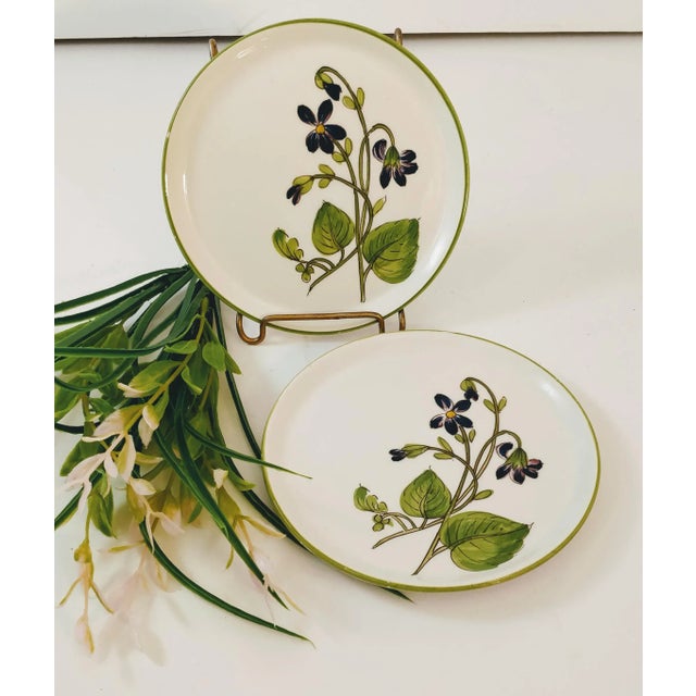 1970s 1970s Italian Violet Purple Flower Trinket Dish Pair For Sale - Image 5 of 6