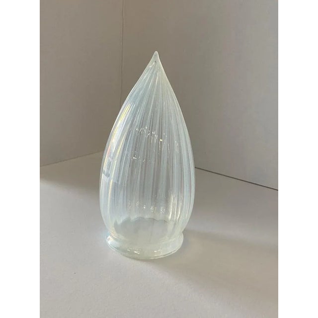 1960s 1960s Vintage Opalescent Vertical Swirl Glass Bullet Light Globe With Fitter For Sale - Image 5 of 10