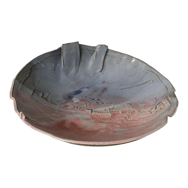 Vintage Mid 20th Century Studio Glazed Pottery Bowl, Signed Bab For Sale