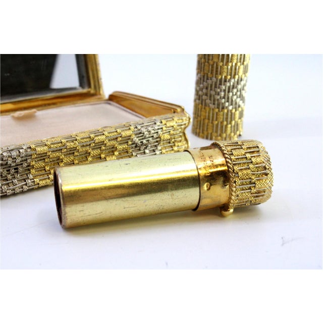 2-Tone Gold Toiletry Box and Lipstick with Mirror and Powder Container by Bucheron For Sale - Image 3 of 16