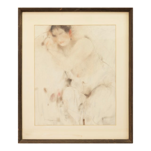 Richard Jerzy - Untitled (Female Nude) Signed Watercolor on Paper Framed For Sale