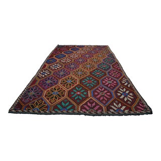 1970s Vintage Turkish Rug Hand Woven Braided Goat Hair Area Rug Kilim - 6'4" X 11' For Sale