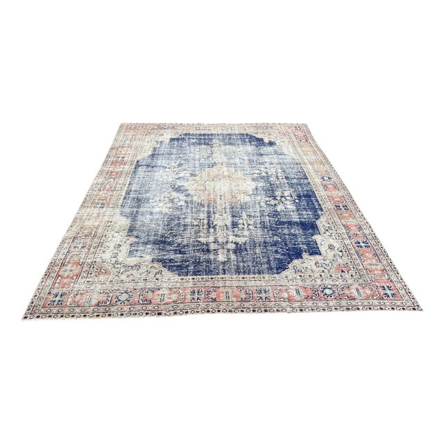 Turkish Handmade Blue Rug, 1970s For Sale