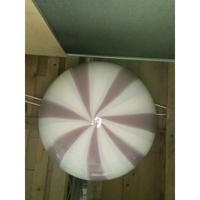 Metal Contemporary Murano Style Glass Multicolors Pendant Italian For Sale - Image 7 of 8