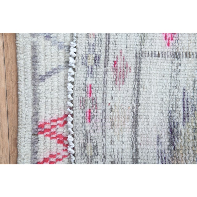 White Vintage Turkish Oushak White Runner with Colorful Motifs For Sale - Image 8 of 11