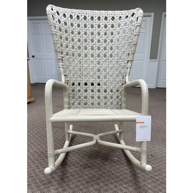 Baker Furniture Company Pair of Nicole Hollis for McGuire Furniture Rattan Exalt Rocking Chairs For Sale - Image 4 of 12