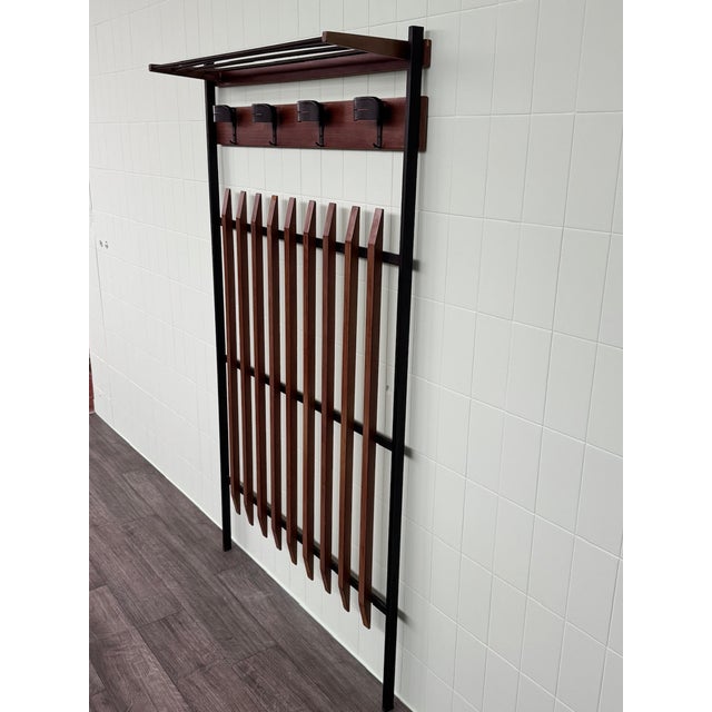 Mid-Century Modern Vintage Wall Coat Rack in Metal and Wood, 1960s For Sale - Image 3 of 17
