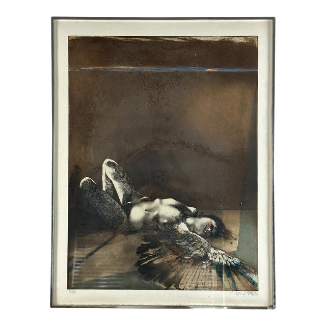 Tony Bass Aquatint Etching "Fallen Angel" For Sale