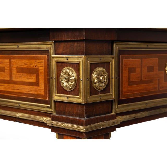 French Louis XVI Style Antique Bureau Plat Writing Desk Circa 1880 For Sale - Image 17 of 18
