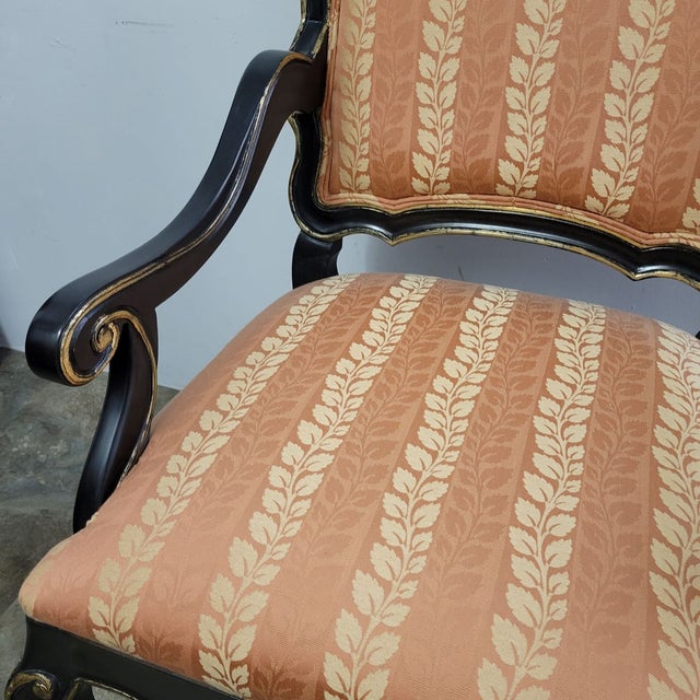Black Italian Black Lacquered Baroque Revival Armchair With Gilt Accents For Sale - Image 8 of 8